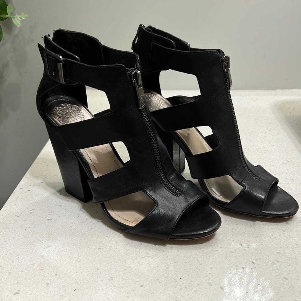 Vince Camuto black zip up sandals size 6 1/2